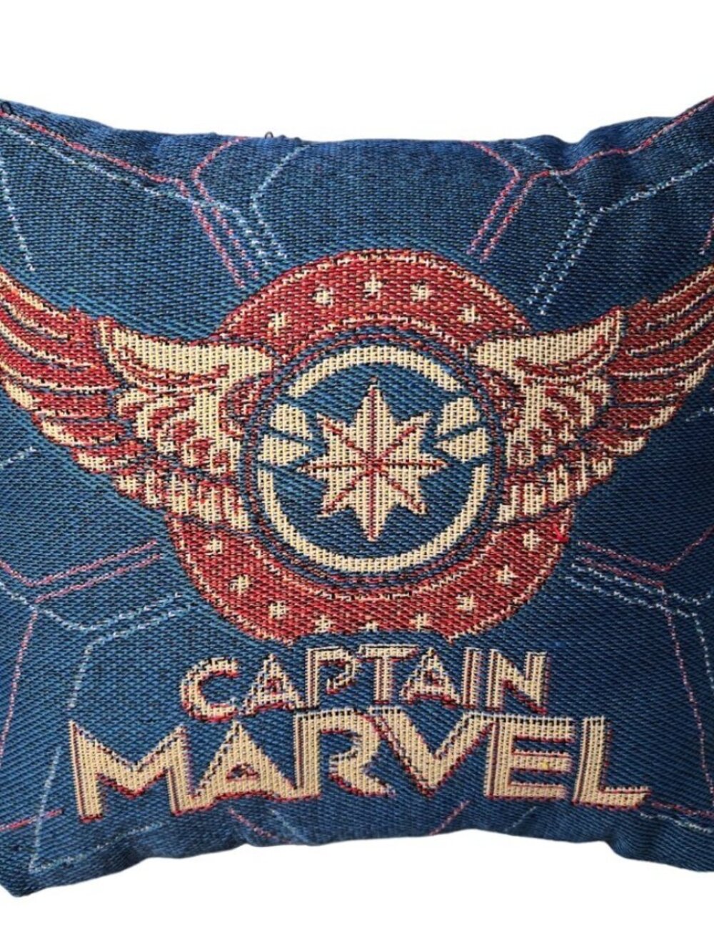 Marvel Captain Marvel Wings Stars Woven Tapestry 20x18 Large Throw Pillow Decor